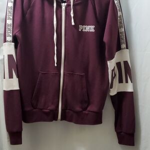 Victoria's Secret PINK Maroon Zip-Up with White Details